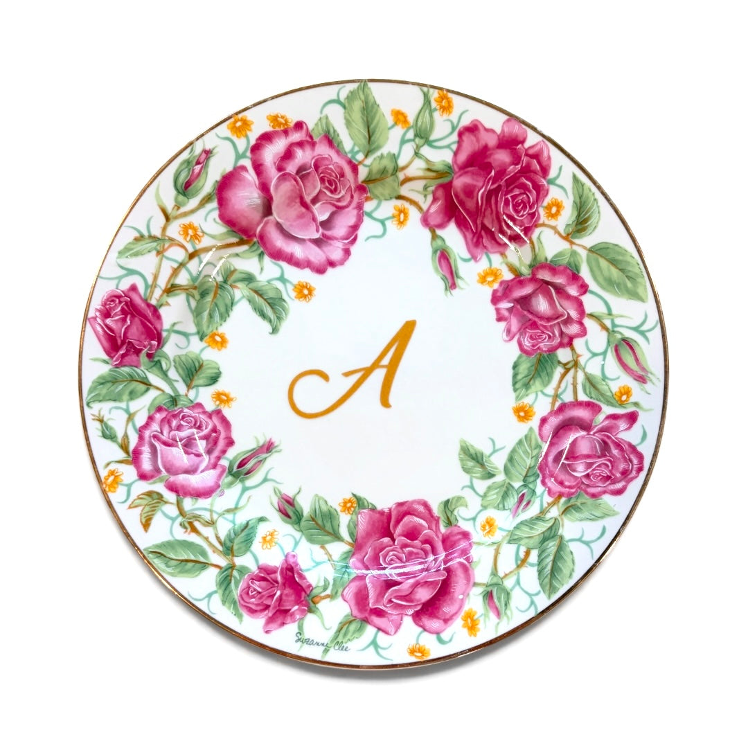 Vintage Ceramic Dessert Plate Set — Floral Wreath (4-Piece)