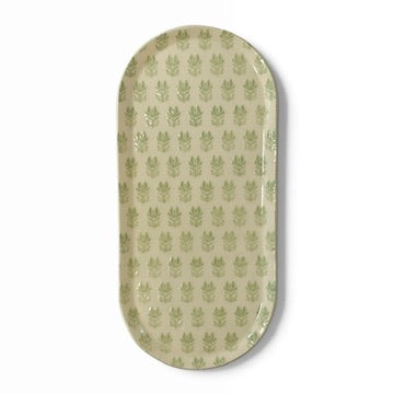 Handmade Set of Trays | Sage Green Block Print