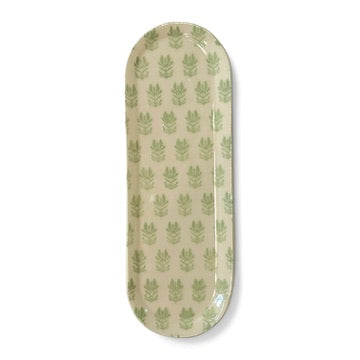 Handmade Set of Trays | Sage Green Block Print