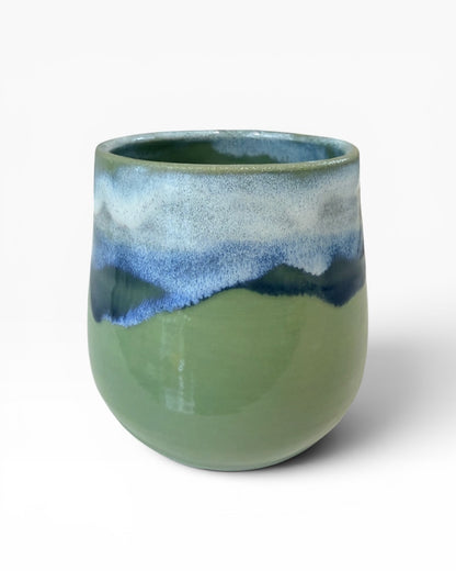 Ceramic Wine Tumbler - Coastal Wave | Sage Green