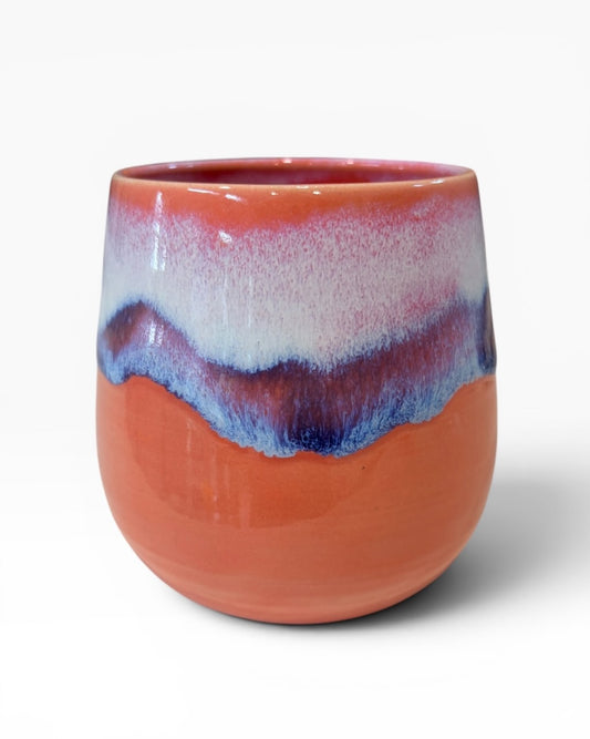 Ceramic Wine Tumbler - Coastal Wave | Salmon