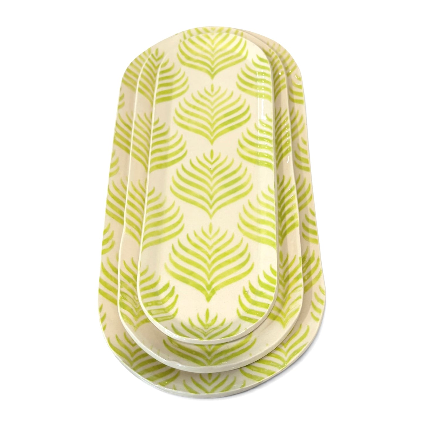 Handmade Set of Trays | Chartruese Green Fern
