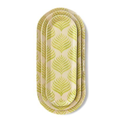 Handmade Set of Trays | Chartruese Green Fern