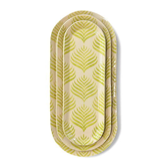 Handmade Set of Trays | Chartruese Green Fern