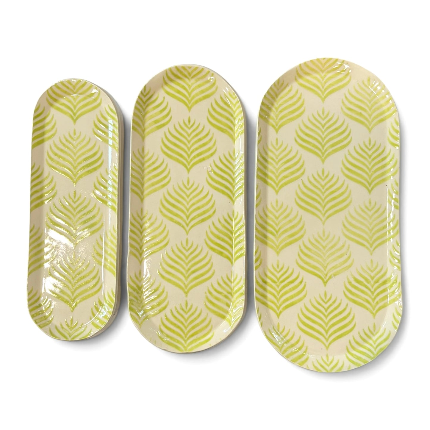 Handmade Set of Trays | Chartruese Green Fern