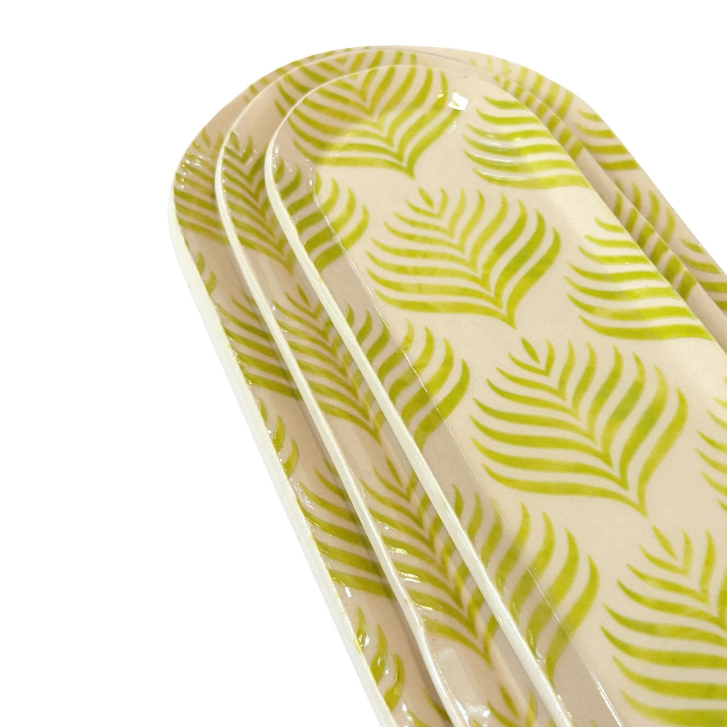 Handmade Set of Trays | Chartruese Green Fern