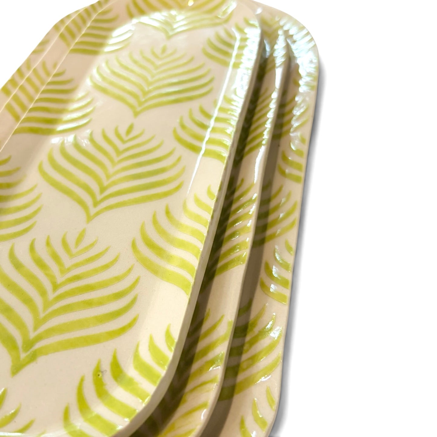 Handmade Set of Trays | Chartruese Green Fern