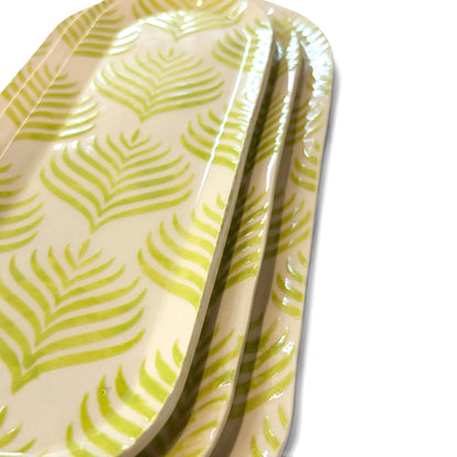 Handmade Set of Trays | Chartruese Green Fern