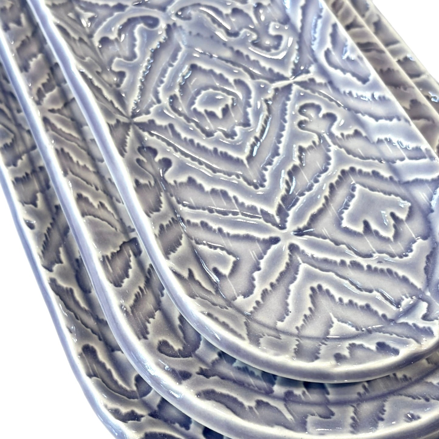 Handmade Set of Trays | Purple Ikat
