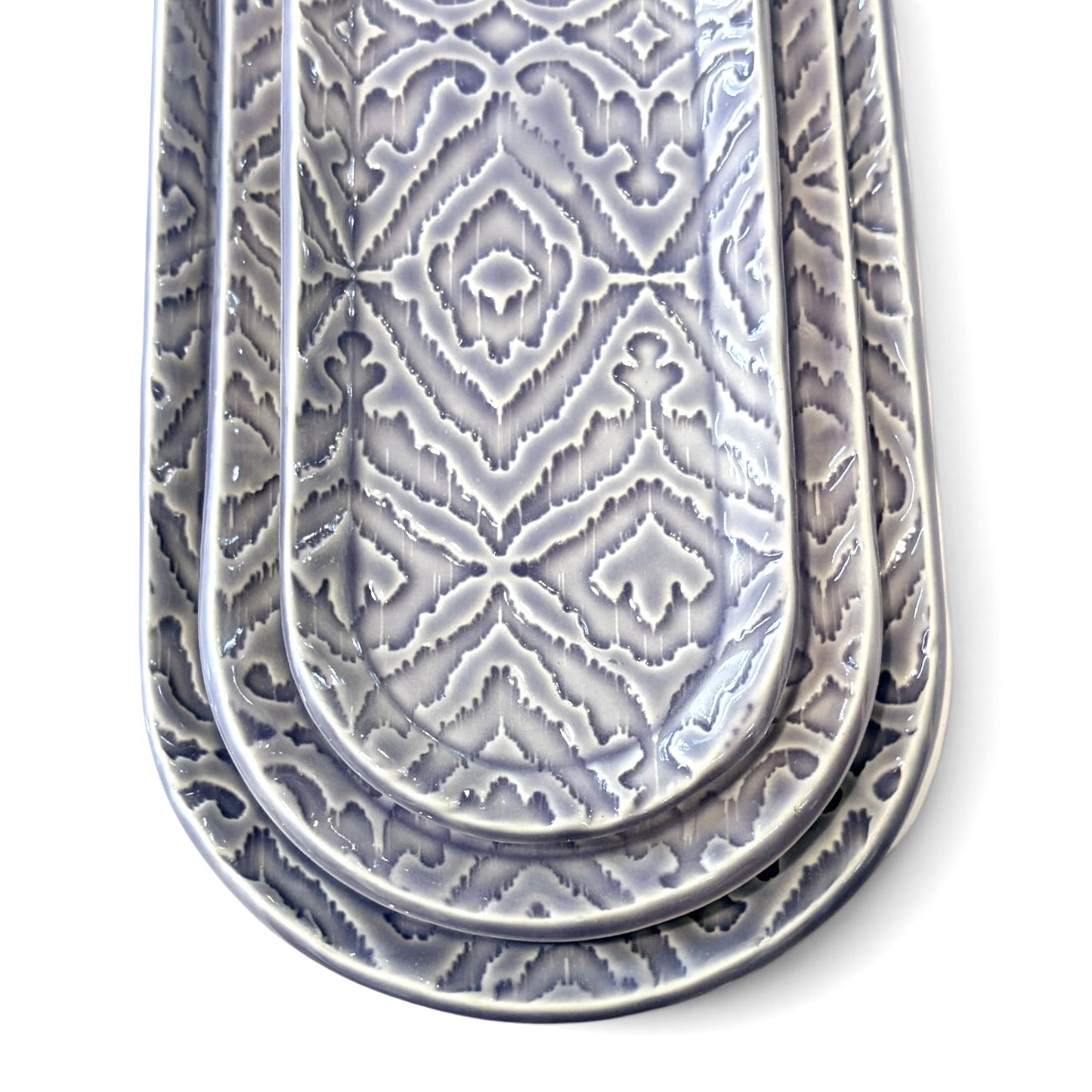 Handmade Set of Trays | Purple Ikat