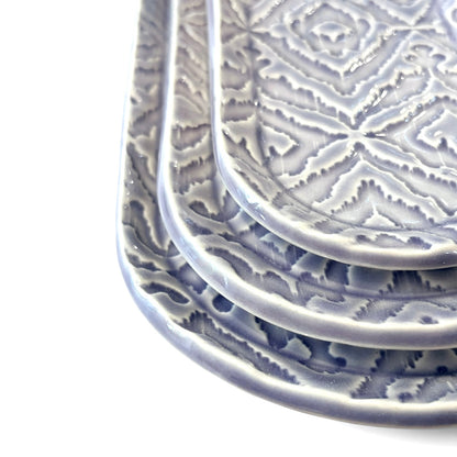 Handmade Set of Trays | Purple Ikat