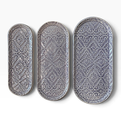 Handmade Set of Trays | Purple Ikat