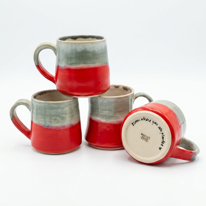 Ceramic Mug - Coastal Wave | Red & Teal