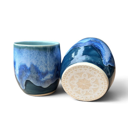 Ceramic Wine Tumbler - Coastal Wave | Deep Sea
