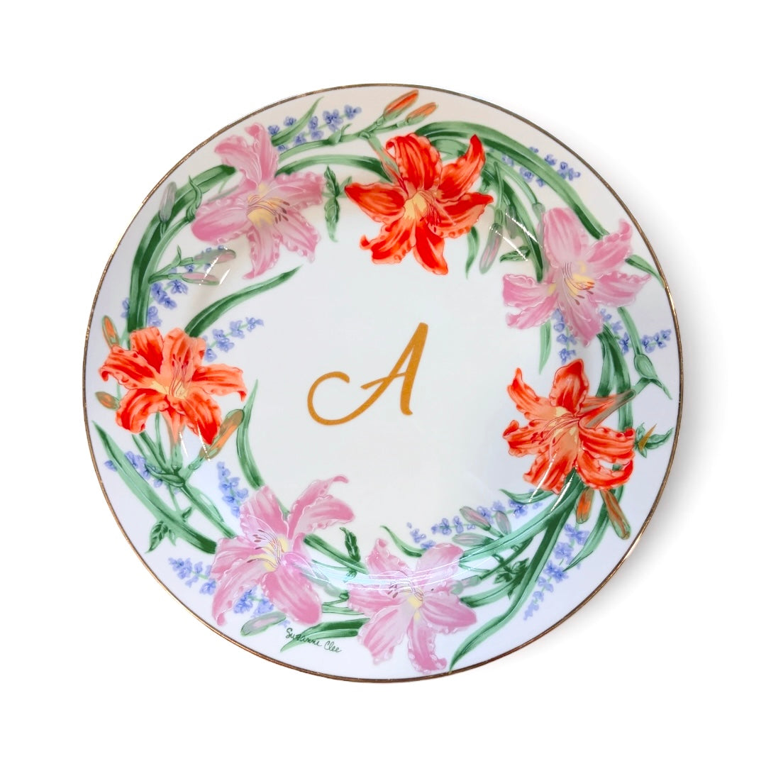 Vintage Ceramic Dessert Plate Set — Floral Wreath (4-Piece)