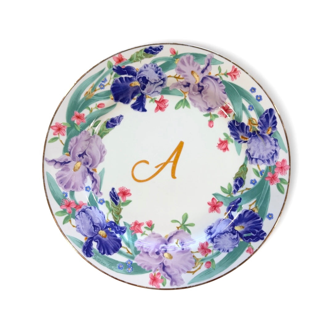 Vintage Ceramic Dessert Plate Set — Floral Wreath (4-Piece)